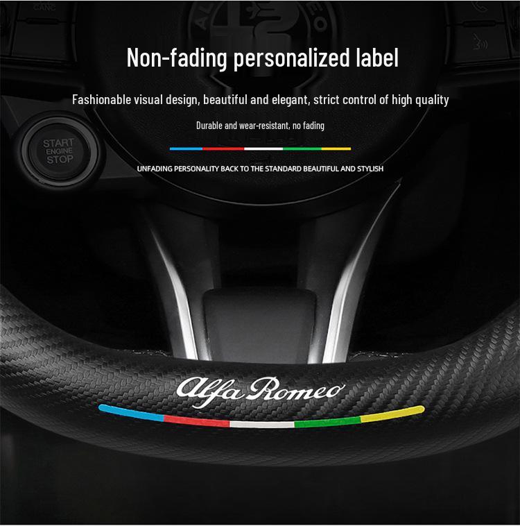 Carbon Fiber & Alcantara Leather Steering Wheel Cover for Alfa Romeo Stelvio, Stanway, Giulia, Juliet