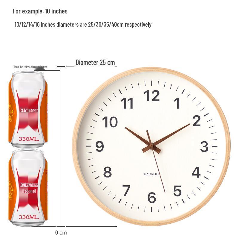 Japanese Silent Quartz Wall Clock - Modern Minimalist Solid Wood Design for Living Room