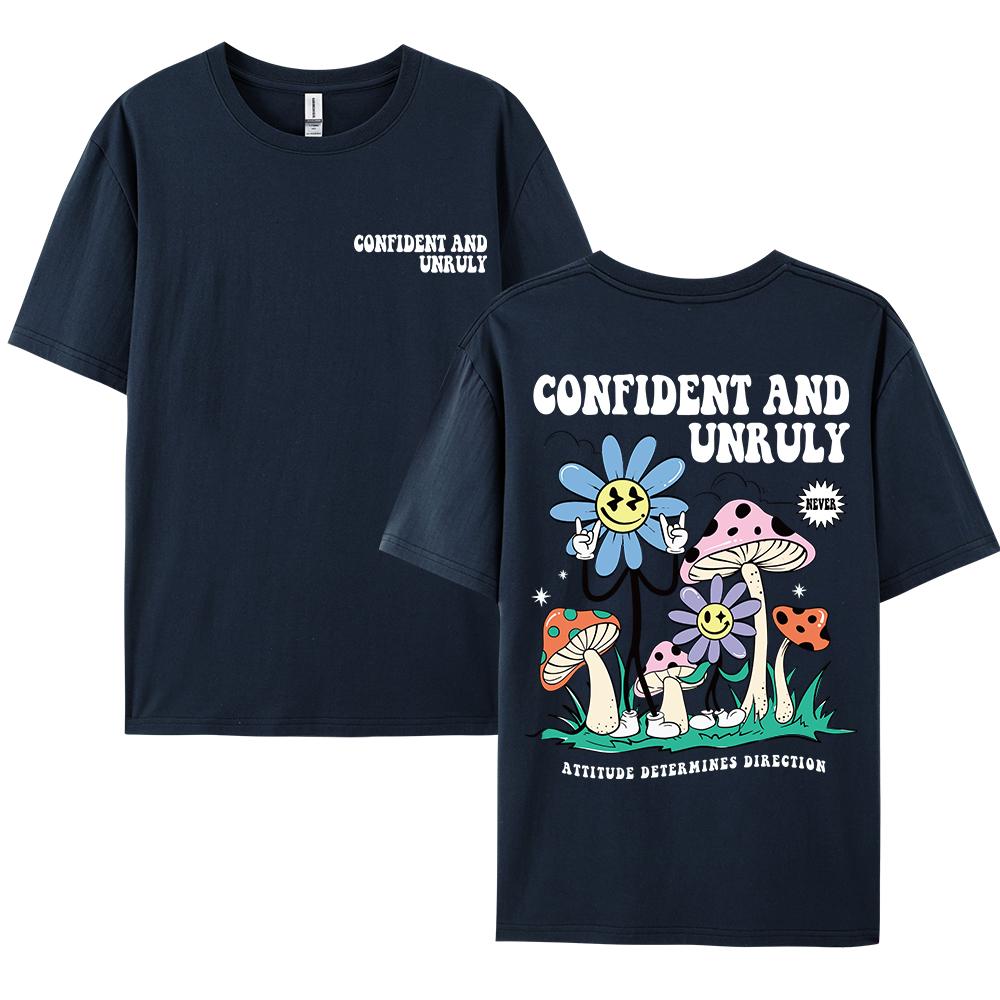 Atteggiamento Sicuro E Ribelle Determina La Direzione Maglietta Uomo Camicia Cotone Street T-shirt Larghe Estiva Traspirante Manica Corta