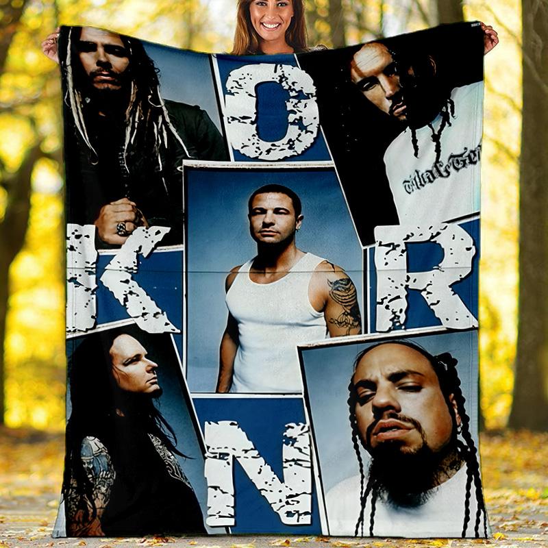 

KORN Heavy Metal Band Member Collage Flannel Blanket, Rock Fan Soft Throw, Room Decor, Music Lover Gift 80cm x 120cm