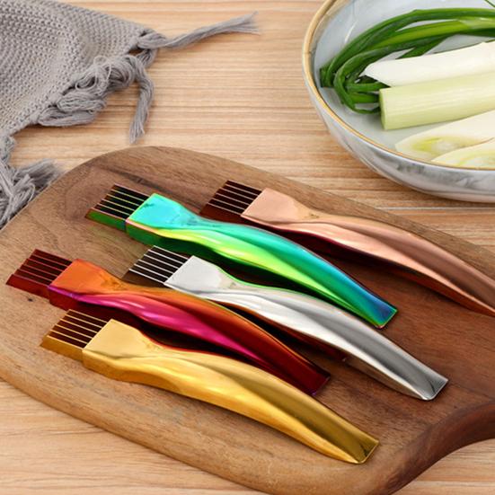 Stainless Steel Chopped Green Onion Knife Multi-Blade Kitchen Herb Cutter Multifunctional Scallion Shredding Tool Household Vegetable Slicer Gadget
