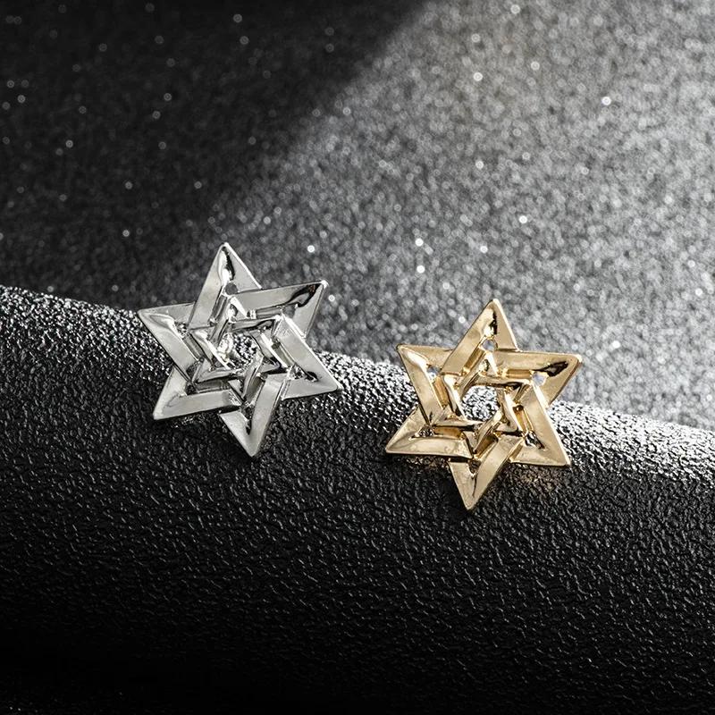 High-End Business Men's Suit Hollow Hexagonal Six-Pointed Star Retro Brooch