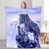 1pc Cozy White Tiger Print Blanket - Soft & Warm Flannel, 100% Polyester, Machine Washable, Perfect for Naps, Camping, Travel, O