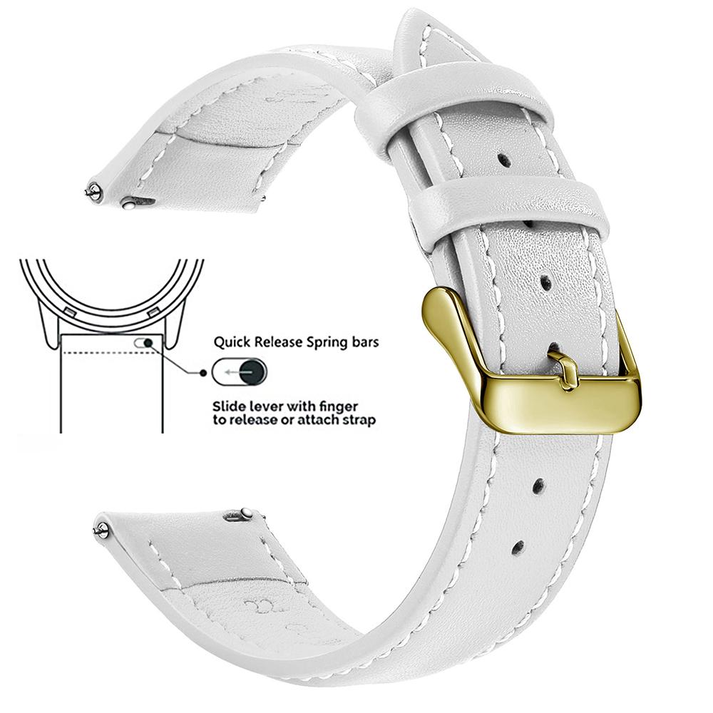 Echtes Lederarmband aus Narbenleder, Schnellverschluss 18mm/20mm/22mm Uhrenarmbänder, Passend für Samsung Galaxy Watch, Garmin Huawei Watch