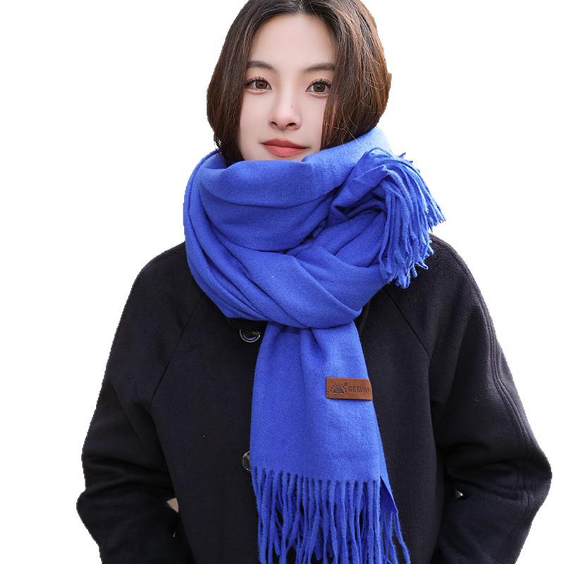 2025 Autumn/Winter Women's Solid Color Prickly Wool Scarf - Korean Style Versatile Neck Warmer Shawl for Students.