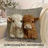 Hochlandrinder-Paar Leinen Kissenbezug D Faux-Stickerei Druck Kissenbezug Rustikal Bauernhaus Thema Dekoration für Sofa Schlafzimmer