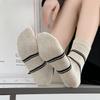 Ladies' Socks, Brown Striped Mid-calf Socks, Maillard Versatile Cotton Socks for Autumn and Winter, Trendy Long Socks for Spring and Autumn