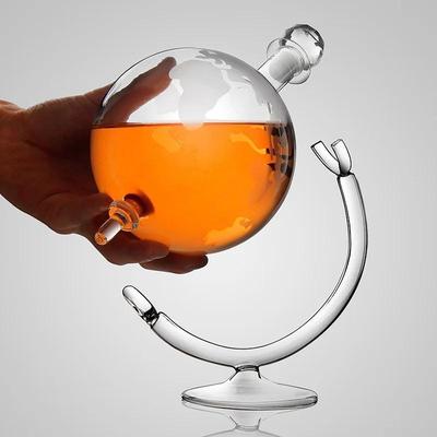 1pc 33.81oz Glass Bottle Creative Globe Decanter Bar Supplies Whiskey Container High Borosilicate Glass Wine Dispenser Kitchen Bar Accessories