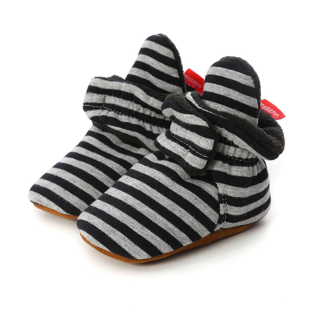 Scarpe calde a righe autunnali e invernali per bambini con suola morbida per camminare per neonati e bambini in età prescolare di età 0-1 anno possono indossare scarpe di cotone