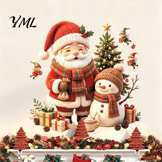 Snowman Elves Toilet Seat Decals Cute Santa Christmas Wall Decals, Removable PVC Stickers with No Residue Seasonal Decor Elf Gift Elements,
