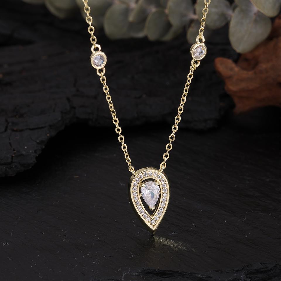 

ZAKOL Элегантное ожерелье с подвеской в виде большой капли воды, инкрустированное цирконом, для женщин, модное, для вечеринки, свадьбы, воротник, циркон