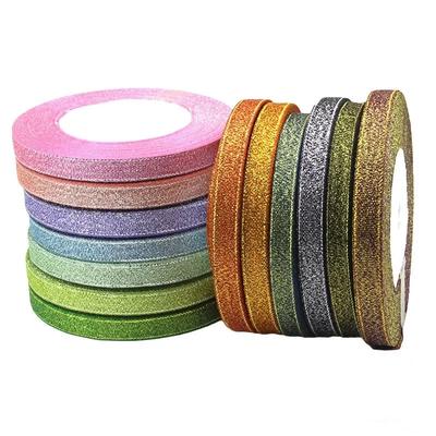 10mm 25Yard Glitter Ribbon Satin Belt DIY Candy Box Gift Packaging Glitter Webbing Halloween Wedding Christmas Decoration Layout
