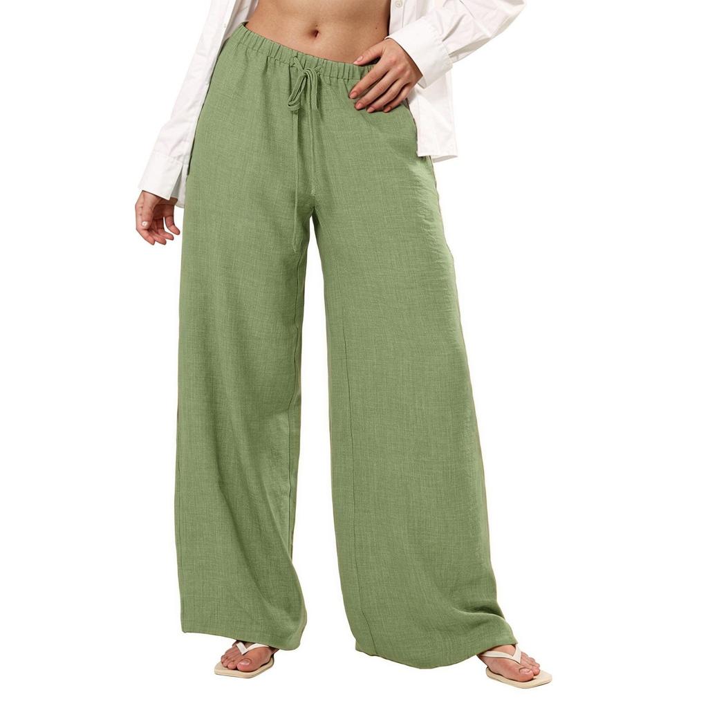Damen Farbe Elastische Taille Taschen Locker Lässig Hosen für den Alltag
