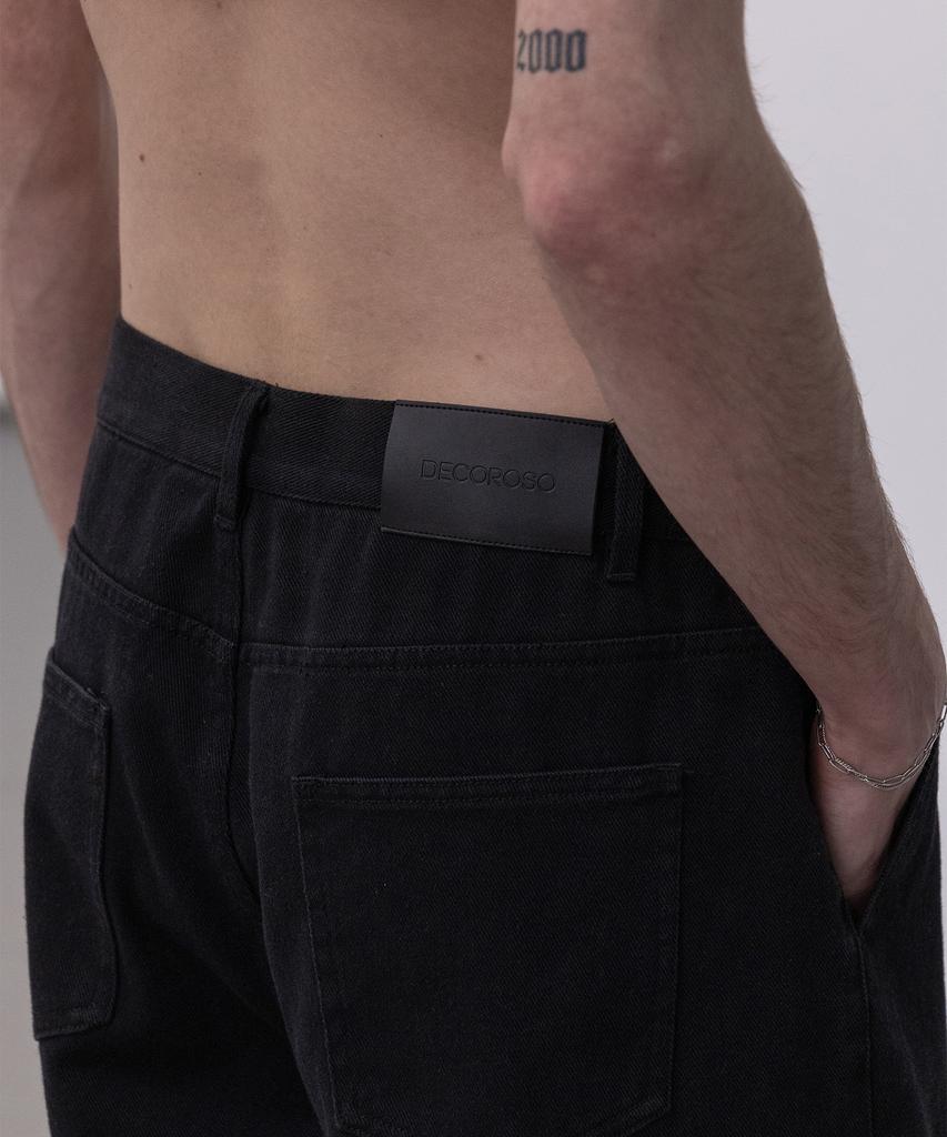 Dekkoloso Twill Cotton Semi-Wide Pants [Black]
