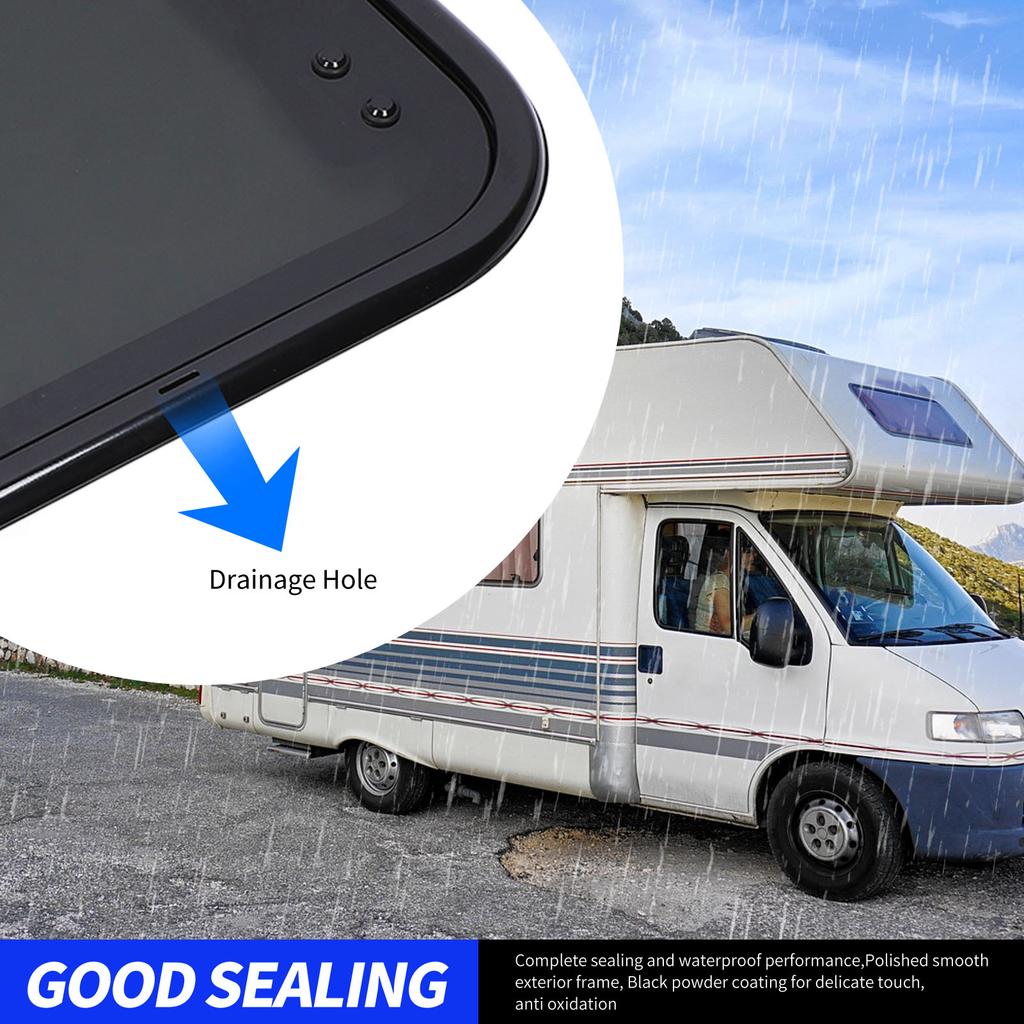 28 X 16 Inch RV Window Aluminum Alloy Frame Tempered Glass Sun Blocking with Hydraulic Support Rod for Trailer Motorhome