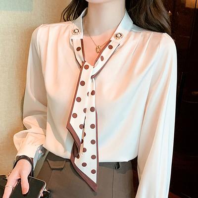 Mode Langarm V-ausschnitt Chiffon Bluse Shirt Tops Frauen J236
