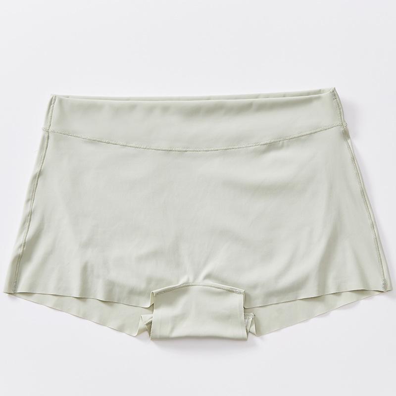 Seamless Women's Mid-Waist Boxer Briefs - Ice Silk, Breathable, Solid Color, Anti-Exposure Safety Shorts with Cotton Crotch