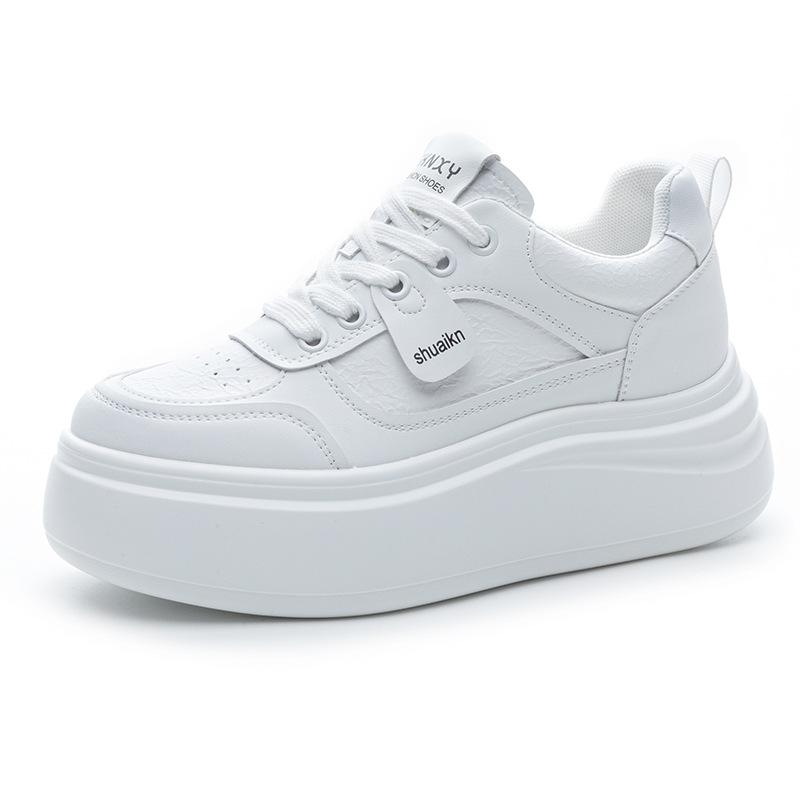 Spring new inner heightening thick-soled casual little white shoes lace-up wedge heel fashion small single shoes student shoes women's shoes