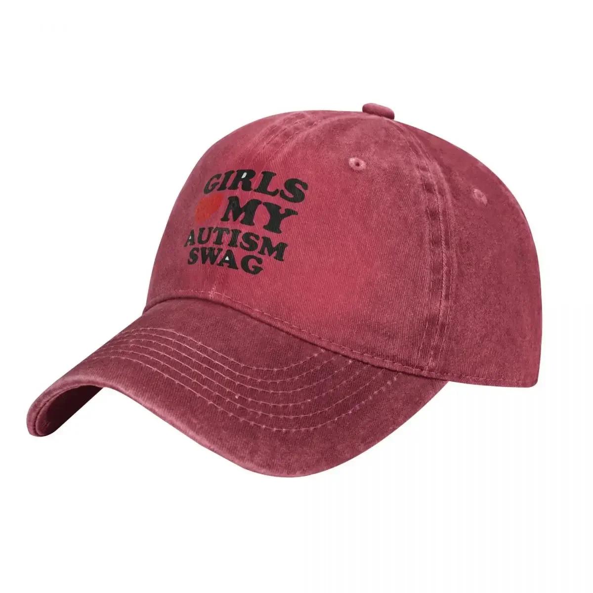 Girls Love My Autism Swag Denim Baseball Cap Women Unisex Design Trucker Hat Summer yk Cool Outdoor Sport Adjustable Snapback Cap One Size