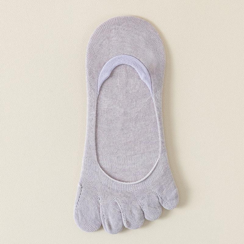 Women's Summer Thin Solid Color Mesh Boneless Anti Pilling Invisible Five Finger Socks