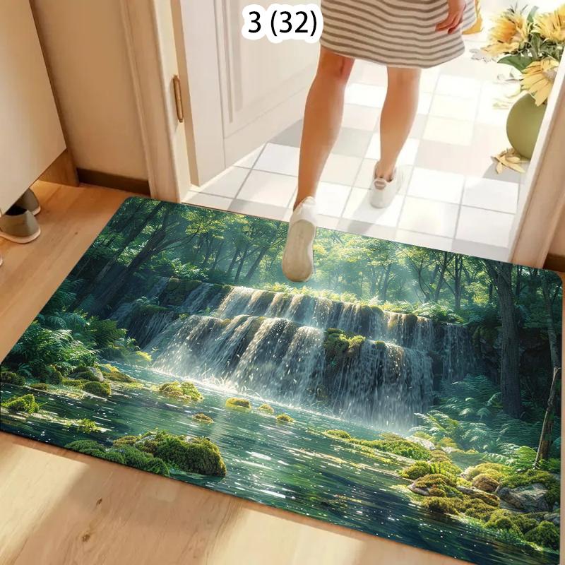 

Rainbow Flower Field Waterfall Rug Carpet Mat Non-Slip for Entryway Bathroom Kitchen Romantic Home Decor 40cm x 60cm