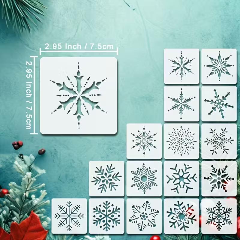 12/16Pcs Christmas Series Painting Stencils Reusable Washable For Watercolor Stone Graffiti And More
