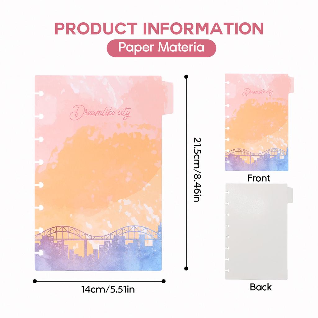 5 Tab DiscBound Dividers, Paper Index Dividers, Assorted Multi-Color, Junior Size Dividers for Discbound Planners or Notebooks