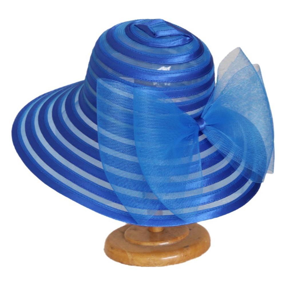 

Elegant Ruffles Design Organza Mesh Hat Wide Brim Large Bow Tea Party Cap Breathable Beach Hat Tea Party