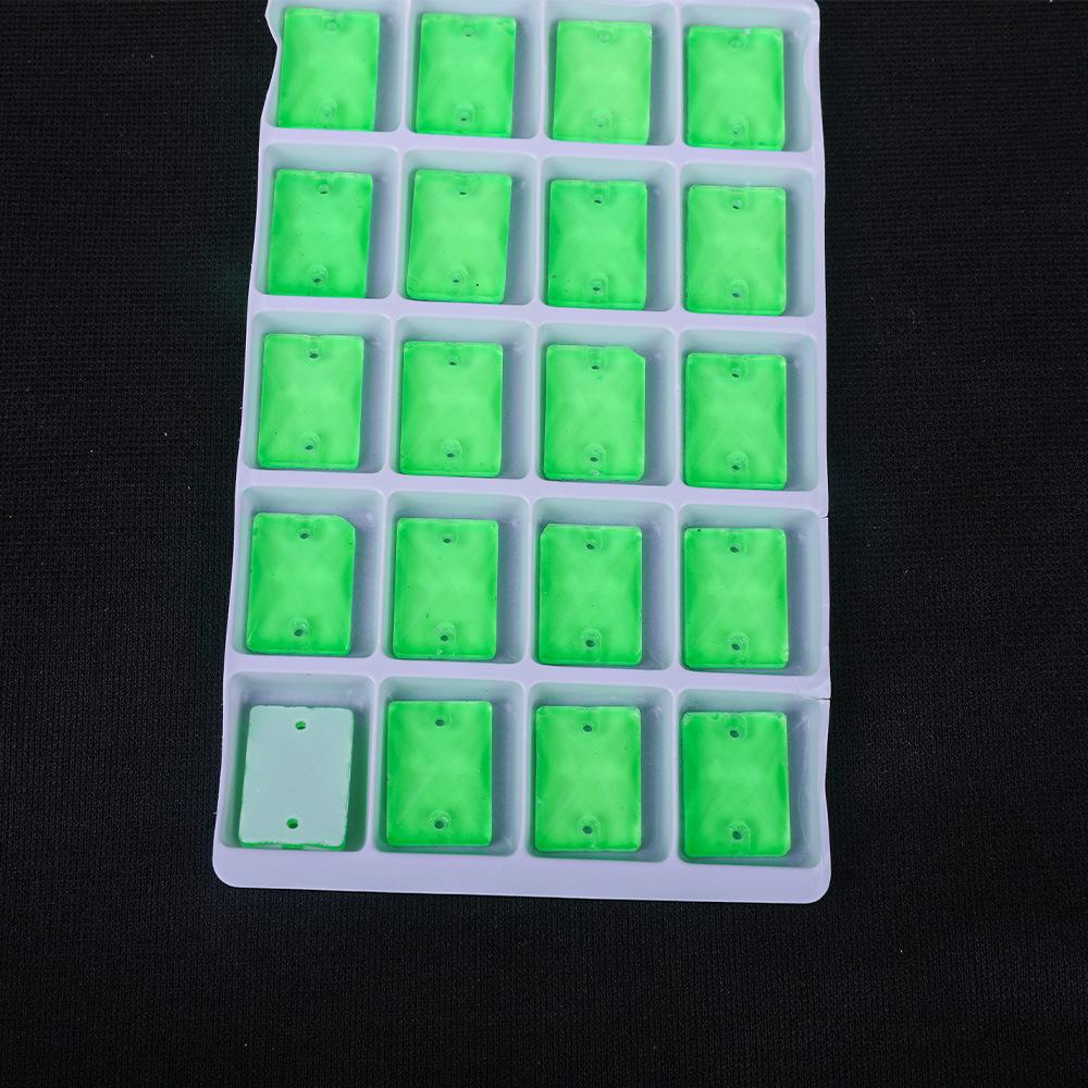 Rectangle Fluorescent Glass Flat Buckle Hand Seam Drill, Double Hole Rhinestone Flat Bottom Drill Diy Accessories Material Package