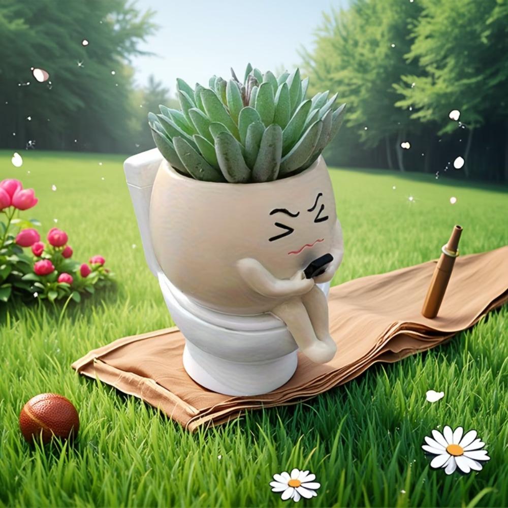 Cartoon Flower Planter Resin Plant Cultivation Pot Table Decor Plant Growing Container Office