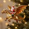 Santa Claus Riding A Dragon Ornaments Fantasy Themed Santa on Dragon Christmas Ornament 2D Acrylic Hanging Decoration for Tree Car Window Yard Decor