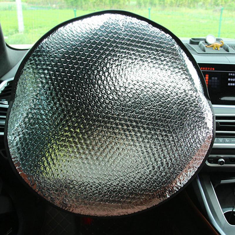43x43cm Car Steering Wheel Anti-Heat Sun Shade Cover High Quality Silver Double Thick Sun-proof Anti-UV Protect Parasol Shield