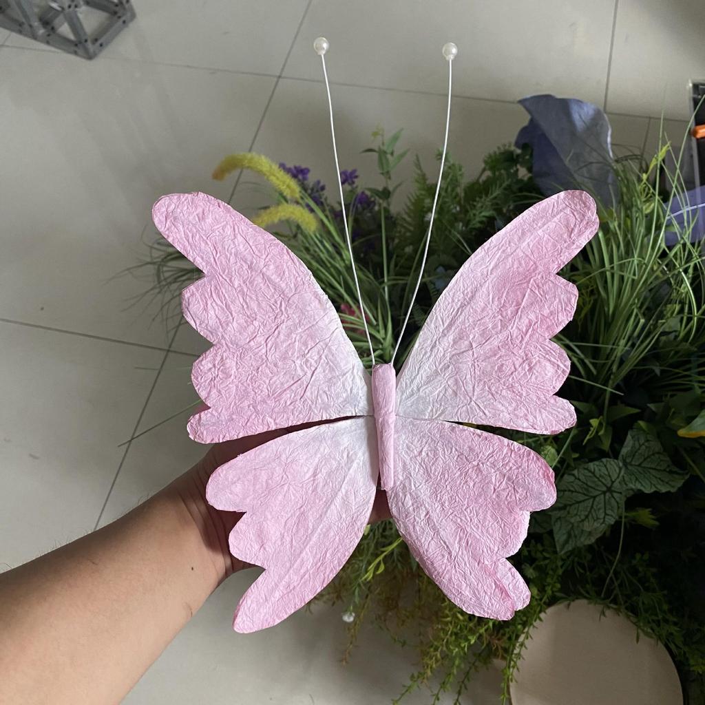 Large Pink Butterfly Art Set for Visual Merchandising, Window Decoration, Floral Display, and Hotel Landscaping