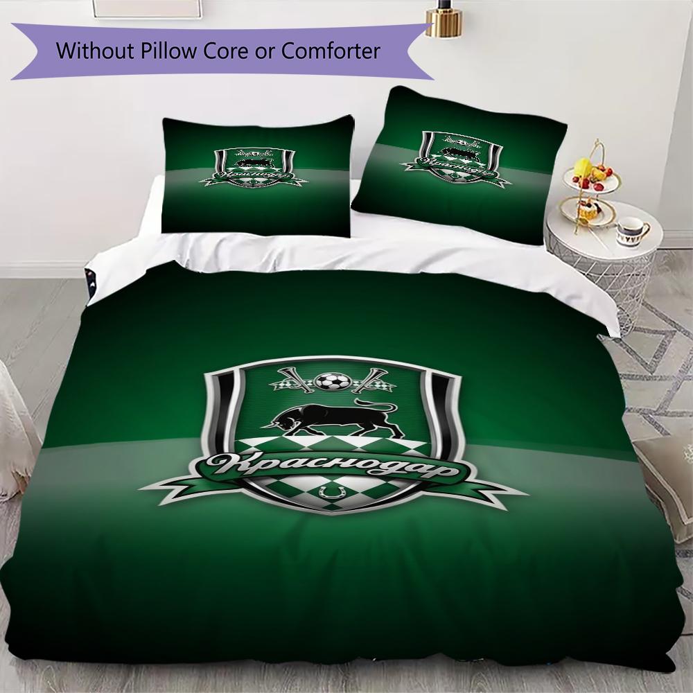 Fc Krasnodar Pattern Bedding uilt Set uilt Cover Pillowcase Home Decoration Birthday Gift (1*duvet cover + 2*pillowcase without core)