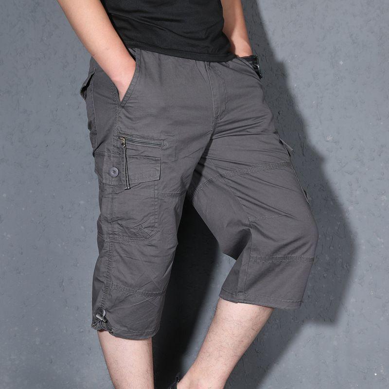

Thin Thin Loose Shorts Cropped Trousers for Men Khaki S