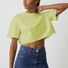 Sportliches Damen-Crop-Top mit Rundhalsausschnitt aus Baumwolle - Sommerstil, Kurze Ärmel, 180g Reine Baumwolle, Hot Girl Trend