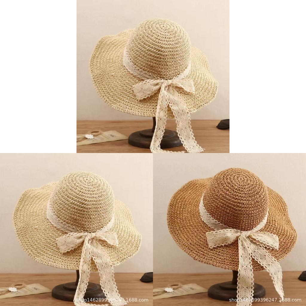 Beach Sun Hat For Women Round Top Wide Brim Straw Hat With Breathable Design
