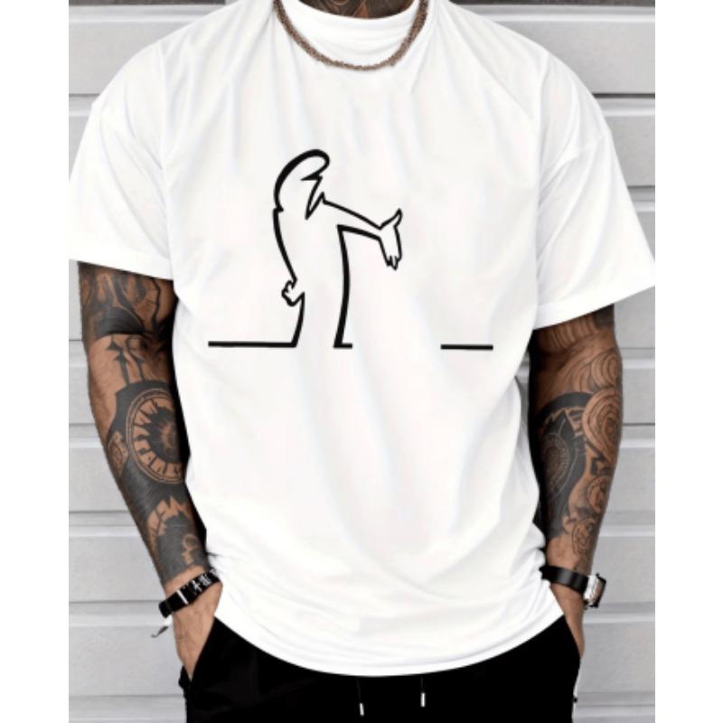 Men's 3D pattern T-shirt short-sleeved T-shirt 3D printed round neck shirt retro retro casual street