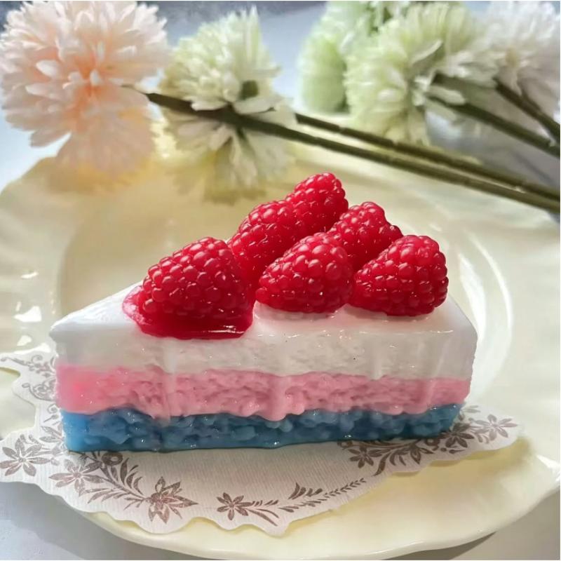 Soft Food Shaped Squeeze Toy Cute Strawberry Mousse Cake Design Stress Relief Toy for Desk Decor Relaxation Use