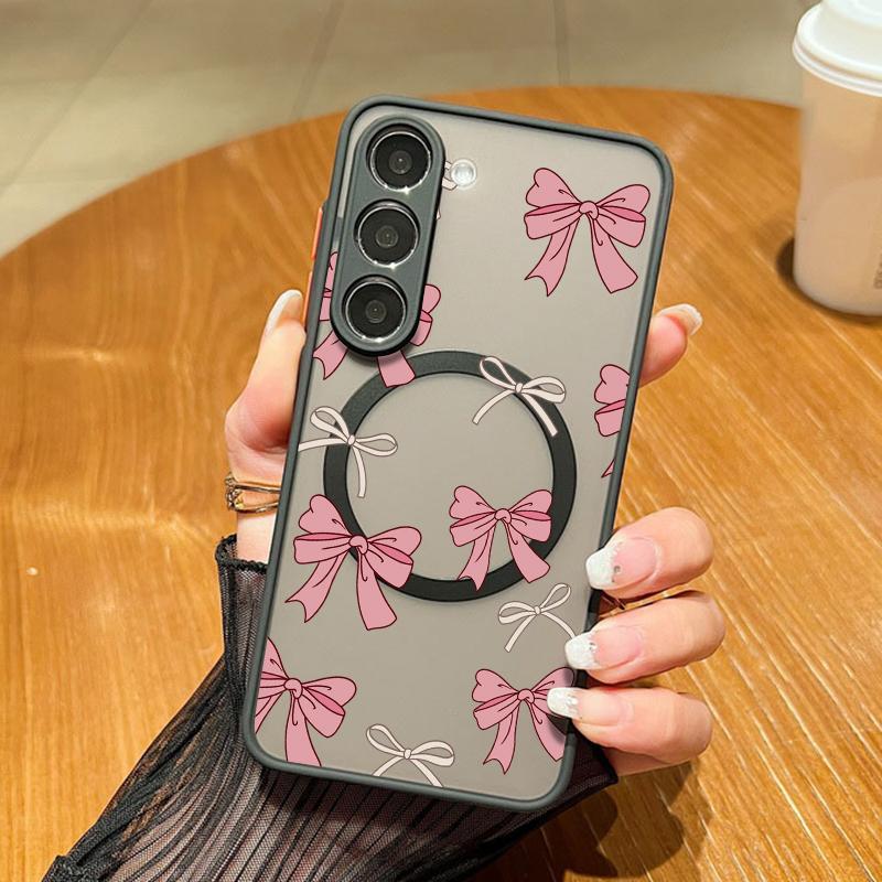 

Bowknot Patterned Magnetic Phone Case For Samsung Galaxy A37 A17 A56 A36 A55 A35 A26 A16 A25 A15 A54 A14 A34 Acrylic Back Cover Galaxy A56