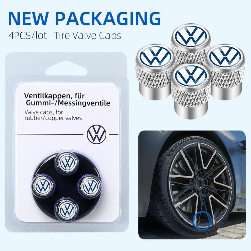 4PCS 3D Aluminum Alloy Car Wheel Tire Valve Air Stem Caps Dust Covers For Volkswagen Touran Golf VW Passat Polo Bora Altea