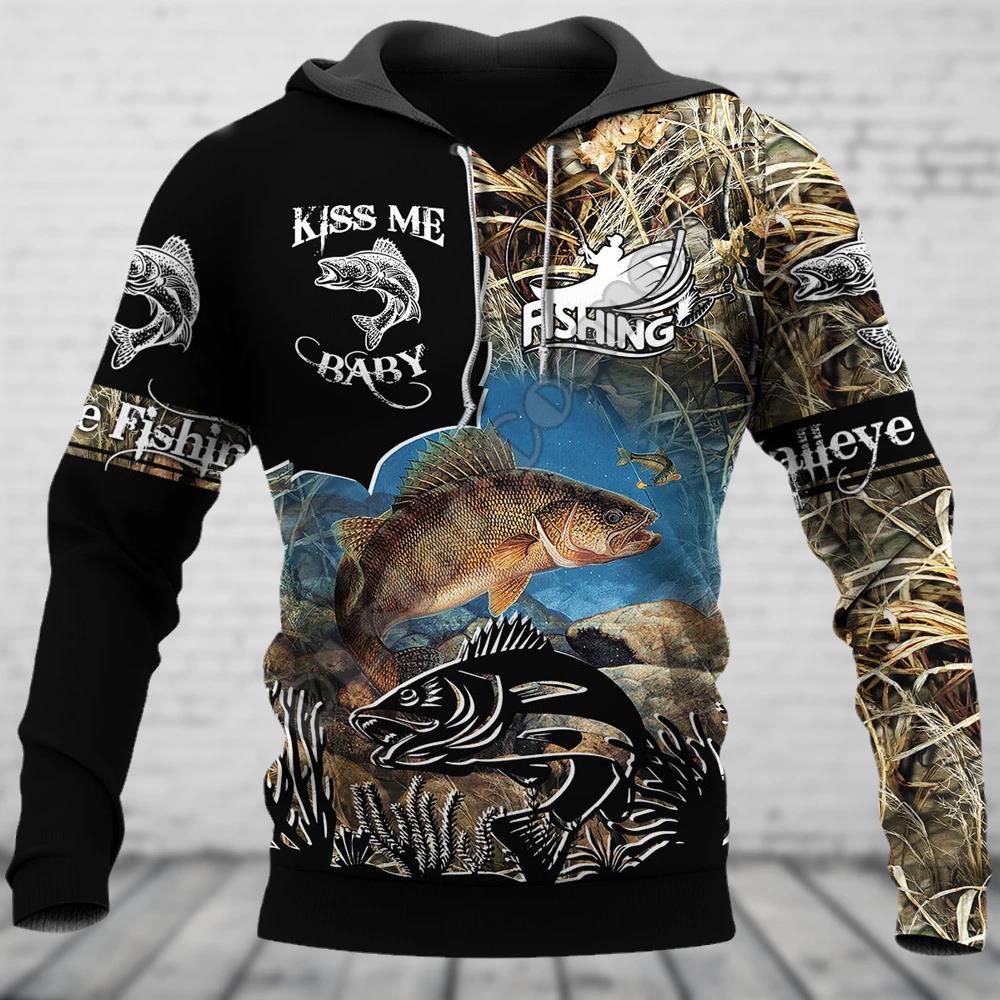 

Мужская одежда Толстовка для рыбалки на открытом воздухе 3D-принт Увеличенный узор Отделка Уличный Смешной Пуловер Топ 5XL