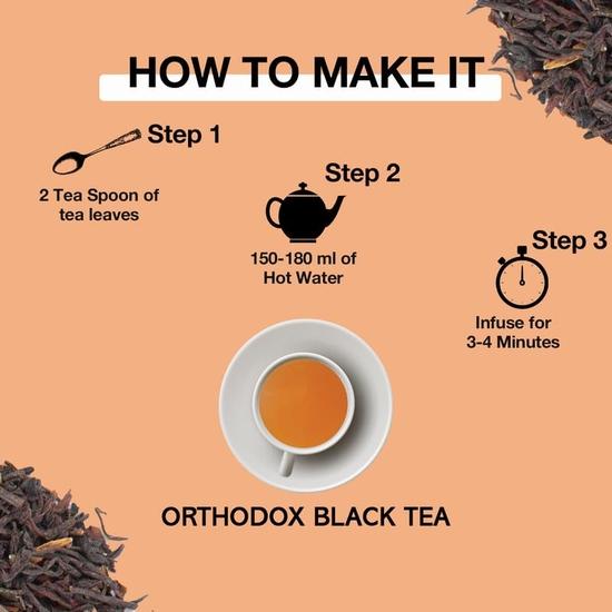 TEA SENSE Orthodox Black Tea | 100 G Loose Leaf | Smooth High-Energy Refreshing Brew | Premium Black Tea from Darjeeling | Makes 50 Cups+