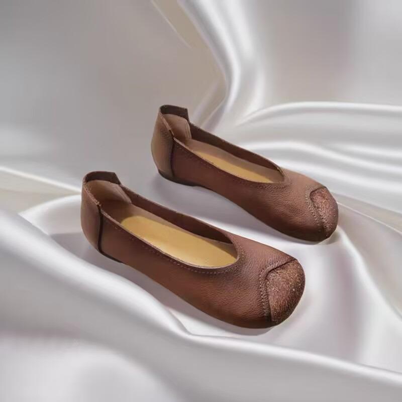 Fashion 2025 Spring New Literary Comfortable Plus Size Retro Women's Shoes Flat Soft Sole Single Shoes