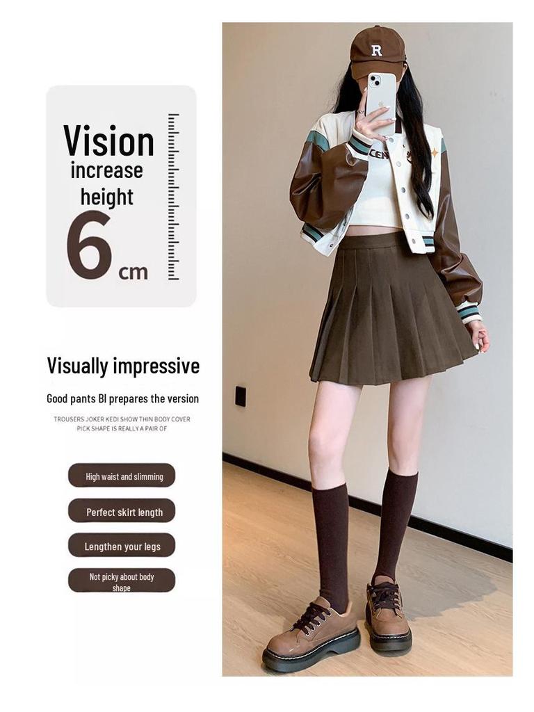Wool Pocket Pleated Skirt for Women - High Waist, Thick, Retro, Short Skirt for Autumn & Winter