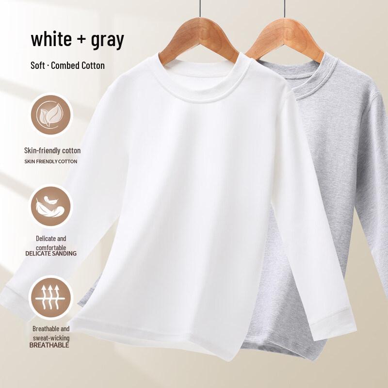 Ziyouxi Boys' Pure Cotton Long-Sleeve T-Shirt