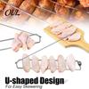 Professional BBQ Meat Turner Chicken Wing Grill Skewers, Stainless Steel Barbecue Wings Fork, Heat Resistant Utensil Clamping for Camping And Backyard
