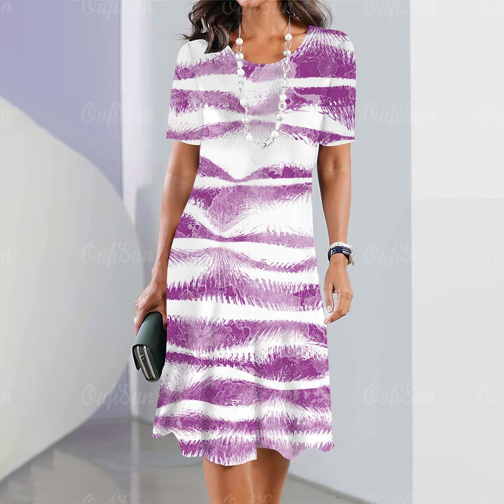 Nové dámské šaty Grafický potisk Elegantní a krásné Midi šaty Plus size Dámské Letní Jednodílné šaty