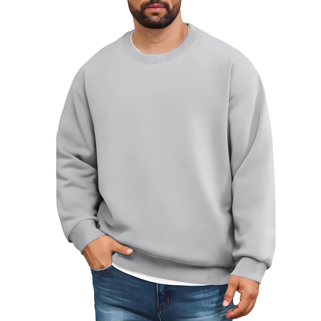 Men's Lined Sweatshirts Premium Heavy-weight Fleece Pullover Thick Thermal Sweatshirts