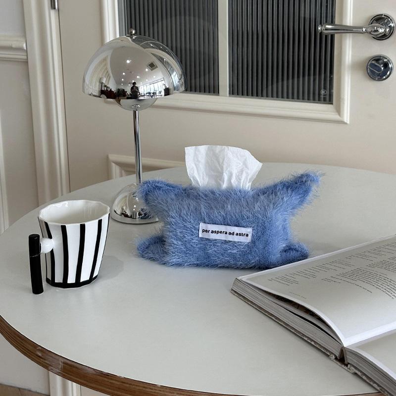 1Pc Toilet Paper Storage Nordic Style Thread Plush High Quality Tissue Bag Holder Solid Color Napkin Boxes